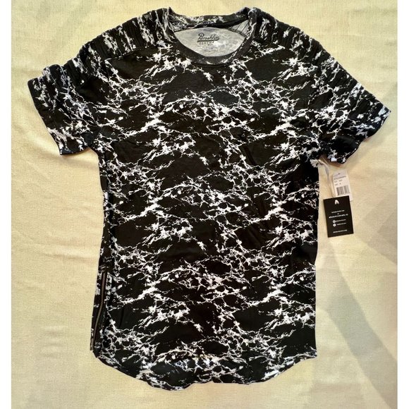 Brooklyn Cloth Side Zip T-Shirt Mens Black White Textured Sleeves Crew Neck Med - Picture 4 of 14